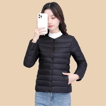 Momolatti 여성 라운드넥 쇼트 핏 오리털 경량 패딩점퍼