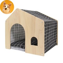 지붕있는 강아지원목집 겨울개집 나무 우드 애견집