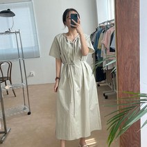 라멜라 / 슬릿 넥 마린 롱 원피스