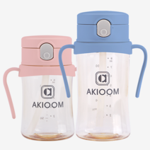 아키움 PPSU 원터치 빨대컵 2종세트 + 세척솔, 원터치200ml+원터치260ml, 핑크, 블루