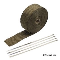 배기 머플러 소음기 마후라 5M 롤 유리 섬유 열 차폐 4 타이 키트 자동차 오토바이 배기 테이프 헤더 파이, 03 티타늄