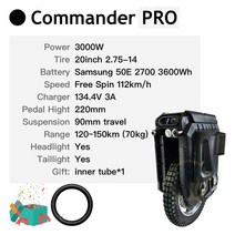 전기 외발 자전거 begode 익스트림 황소 사령관 프로 전기 외발 자전거 3000w 134v 3600wh euc 휠 gw, 커맨더 프로