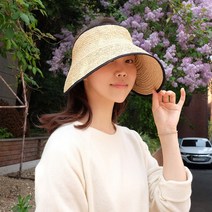 마렌느 미타 라피아햇 돌돌 와이드 챙 라피아 선캡 자외선 차단