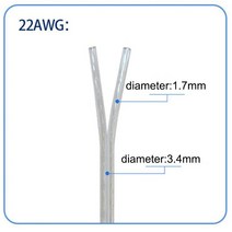 장원선 장원선 1.5 장원형전선 장원선 vctf-k 2.0 28/26/24/22/20/18AWG 2 코어 구리 전기 와이어 투명 병, 04 22AWG_01 30m