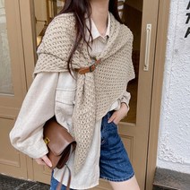 가을 가죽버클 망토 니트 스카프 숄