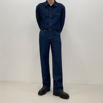 프리미엄 진청 데님 셋업 셔츠자켓 세미와이드 팬츠