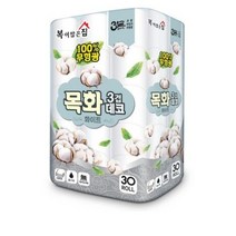 복이많은집 목화 3겹 데코 화이트 고급롤화장지 15m, 30롤, 6팩
