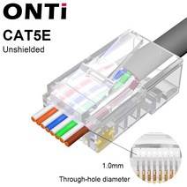 ONTi 10/50/100pcs CAT5E CAT6 플러그 RJ45 커넥터 네트워크 케이블을 통한 50U 금도금 엔드 패스 모듈러 8, 01 CAT.5E