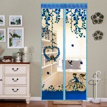 부속자재 건축 홈 개조 핸즈프리 마그네틱 모기장 도어 스크린 메쉬 자동 폐쇄 모기 곤충 플라이 버그 커튼 네트 사용자 정의 크기, [09] Blue Bike