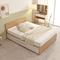 바로방가구 앤디 수납형 서랍형 슈퍼싱글 퀸 침대 프레임, 오크워시