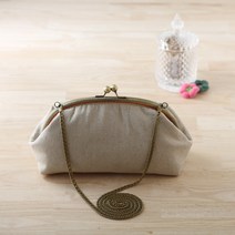 [완제품] 25cm라운드프레임가방 무지자수 (체인별도구매)