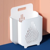 에이원스토어 컬러 접이식 벽걸이 빨래 세탁 바구니, 화이트