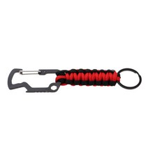금속 paracord 키 체인 carabiner 후크 꼰 끈 버클 클립 생존 도구 열쇠 고리 홀더 야외 사냥 여행 사이클링, 16x3cm, 아연 합금, 레드 블랙