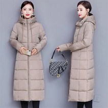 역시즌롱패딩 경량 구스 겨울패딩 클래식 방풍 후드 롱 코트 및 재킷 여성용 오버사이즈 따뜻한 두꺼운