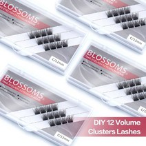 DIY 12 클러스터 속눈썹 확장 무리 세그먼트 3D 자연 볼륨 개별, D, 0.10mm_14mm | black