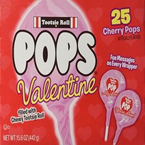 Special Edition Tootsie Roll 25 Valentine Cherry Pops ~ Fun Messages on Every Wrapper, 1