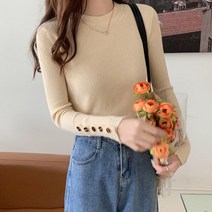 소매니트 기모 이너티셔츠 가을겨울 이너웨어 소프트 찰 스웨터 두꺼운 슬림 핏아우터 이너니트 긴소매 상의 2653864020