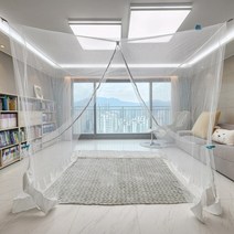 리빙플러스 출입문 야광지퍼 모기장 침대 사각 대형 캠핑용 모기장, 지퍼모기장 투톤 특왕 + 멀티끈