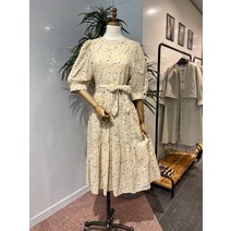 써스데이아일랜드 니트 배색 A라인 원피스(T220MOP902W)