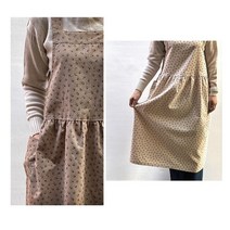 롱 앞치마 원피스 멜빵 면100% 어린이집 유치원 선생님 신학기 교사 편한 홈웨어 예쁜 패션 카페 단체복추천 부엌 식당 주방 쇼핑몰 요리사 조리복 플라워 꽃무늬 신혼 새댁, 1장, 진베이지