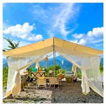 메쉬쉘터 캐노피 통기성 천막 타프 타프쉘 태형쉘터, 흙빛 + 흰색 모기장 400x300m