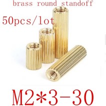 나사못 앙카 볼트 너트 철물 50pcs m2 l l 3mm 30mm 2mm 나사 황동 라운드 스탠드 오프 스페이서 m2 황동 나사 스페이서, m2x24