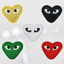 (묶음 5개) COMM 하트 자수 와펜 빈티지 패치 패션 의류 열접착, 1. 검정 5개