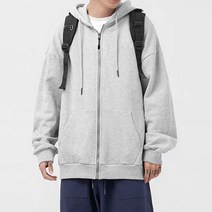 문컬렉션 [당일발송] 남녀공용 베이직 3단쭈리면 무지 후드집업 데일리 오버핏 빅사이즈 [M~3XL]