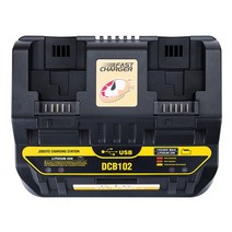 디월트충전기 호환 DCB102 리튬 이온 배터리 충전기 듀얼 USB 포트 4A 고속 DCB200 Dewalt 14.4V 18V 용, 01 DCB102_02 EU