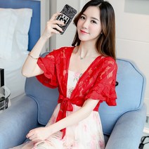 kirahosi 여름 쉬폰 가디건 볼레로 니트 레이스 레이어드 GE0809