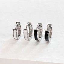 루이체 실버925 화이트 블랙 에나멜 에폭시 원터치 귀걸이