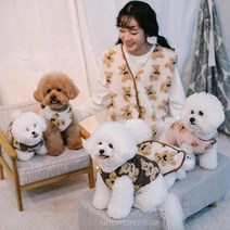 댕플룩 개플룩 그루밍독 곰 양면조끼(아이보리 브라운 핑크) S~2XL