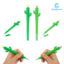 선인장 볼펜 귀여운 디자인 뚜껑 펜 필기용 학생 신학기 선물 판촉물, 100개, 노랑