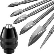 목공기계 부품7Pcs 나무 조각 비트 1/8Inchshank HSS 조각 드릴 도구 나무 공예 4486 척으로 연 삭 액세서, [01] 은