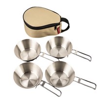 ANKRIC 스테인레스 시에라컵 그릇 캠핑식기 4P 세트 300/500ml+보관가방, 300ML x 2 + 500ML x 2