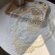 [로랑](국내) 엔틱 테이블 러너 유럽 레이스 자수 럭셔리 타원형 플래이트 매트 커피 테이블w348, 베이지2개, 2개