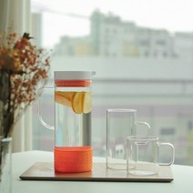 튼튼한 실리콘 내열유리 물병 1L 1.4L, 오렌지, 멜라물병 오렌지 1.4L