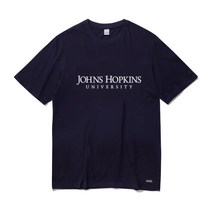 [유니버셜유니버시티] JOHNS HOPKINS 존스홉킨스 대학교 바이오워싱 반팔 티셔츠 커플 크루넥 남색 네이비 NAVY 레터링 프린팅 아이비리그 라운드넥 티 (남여공용)