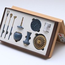 레드 번트 블루 순수9리 향 툴 세트 도장 눈에 띄는 버너 파우더 몰드 만들기, [02] Burnished BlueSet