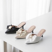 프리티슈 스틸레토 여성 리본 큐빅 장식 뮬 블로퍼힐 5cm