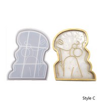 인테리어 크리스탈 캔들 양초 만들기 재료 워머 diy handmade 에폭시 수지 실리콘 몰드 소녀 캔들 바디 여성 모델 아트 컵 추상 플레이트 미러 트레이 코스터 홀더, 3