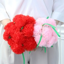 카네이션 조화 꽃부쉬 꽃다발 플라워 장식 어버이날 스승의날 데코 코사지 2 color, 레드