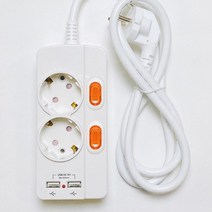 멀티캡 고용량 고전압 고전력 대용량 전자파차단멀티탭 2구 1.5m, 16A USB 개별 스위치 멀티탭 2구 1.5m