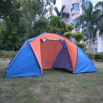 캠핑 텐트 3-6 인용 대형 야외 더블 레이어 방풍 여행 침실 2 개 큰 공간 가족 파티 태양 천막, [02] Blue