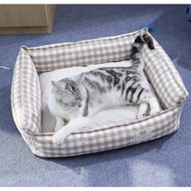 반려동물 사계절 꿀잠 순면 침대 방석, 브라운
