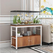 수조받침대 물고기 수납 받침 어항장선반 정리 해수 테이블 프레임, 화이트 선반 + 골드 월넛