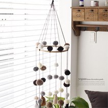 핸드메이드 부들 폼폼이 천장 모빌 천장모빌 감성인테리어 꾸미기 북유럽 모빌인형