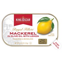 King Oscar 로열 필레 레몬을 곁들인 올리브 오일 고등어 4.05 oz (115 g) 2팩