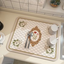 리빙쉘 럭셔리 주방용 씽크대 규조토 식기건조 매트 40X50, 로즈나이트