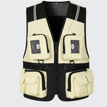 낚시 조끼 멀티 메쉬 주머니 바다낚시조끼, 오프 화이트